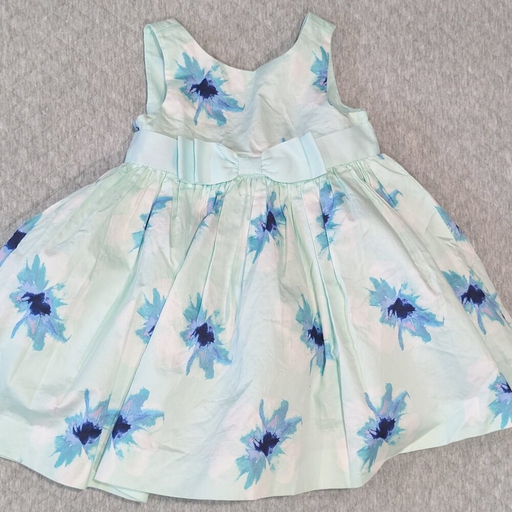 Janie and Jack Mint Green Cotton Floral Sateen Dress